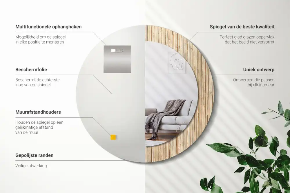 Specchio circolare decoro Paglia di bambù