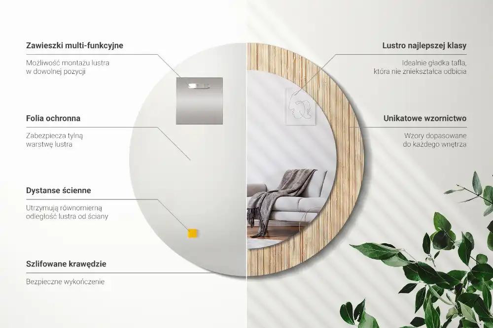 Specchio circolare decoro Paglia di bambù