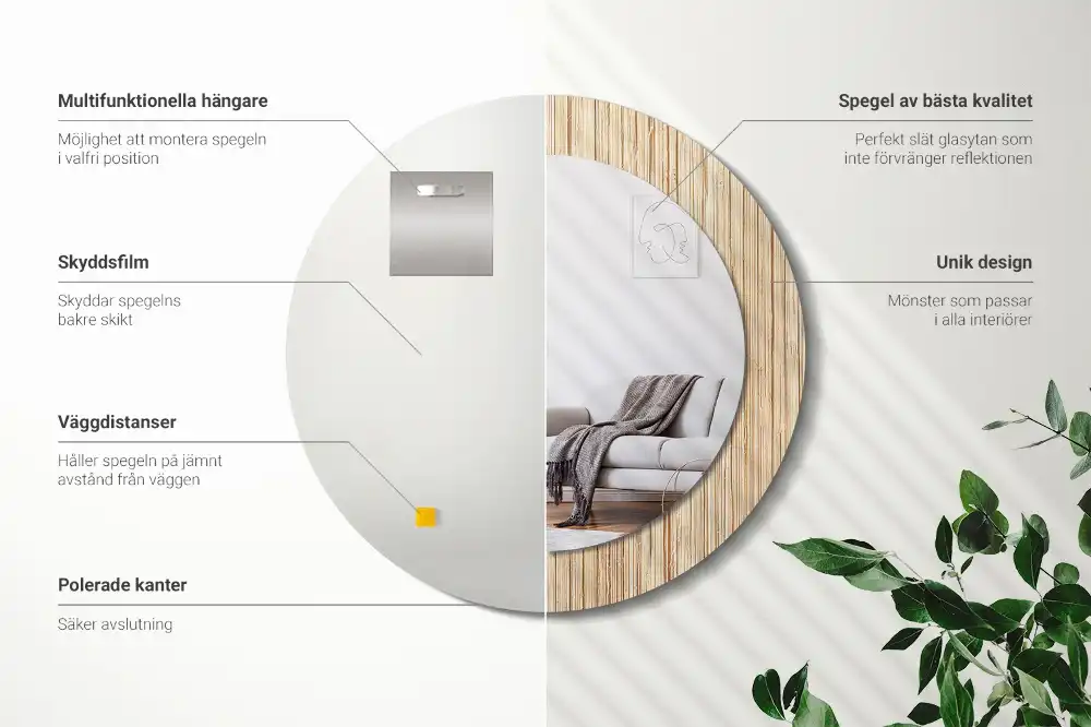 Specchio circolare decoro Paglia di bambù