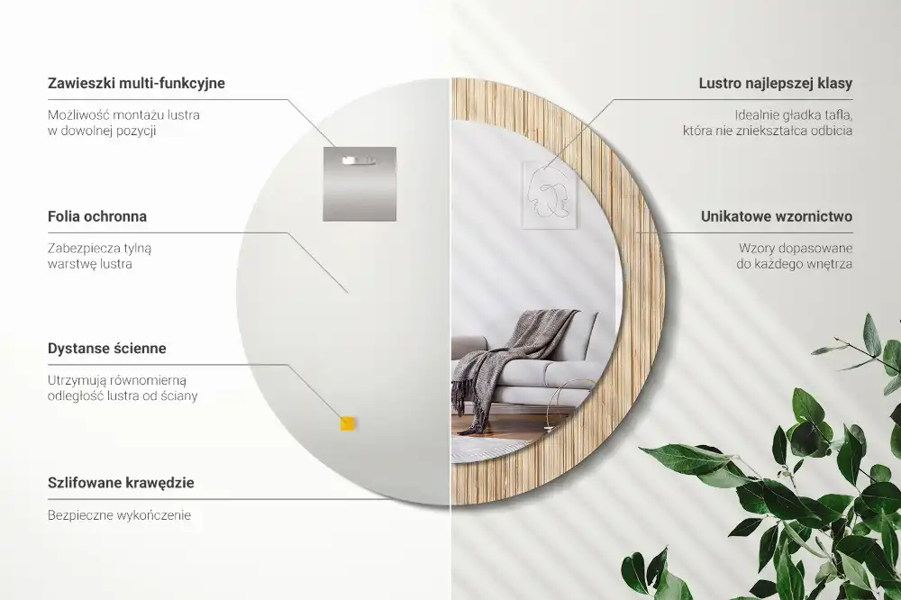 Specchio circolare decoro Paglia di bambù