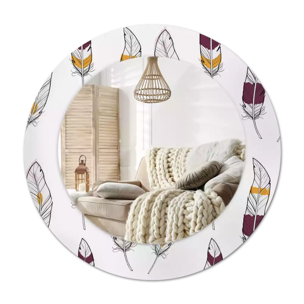 Specchio circolare decoro Piume