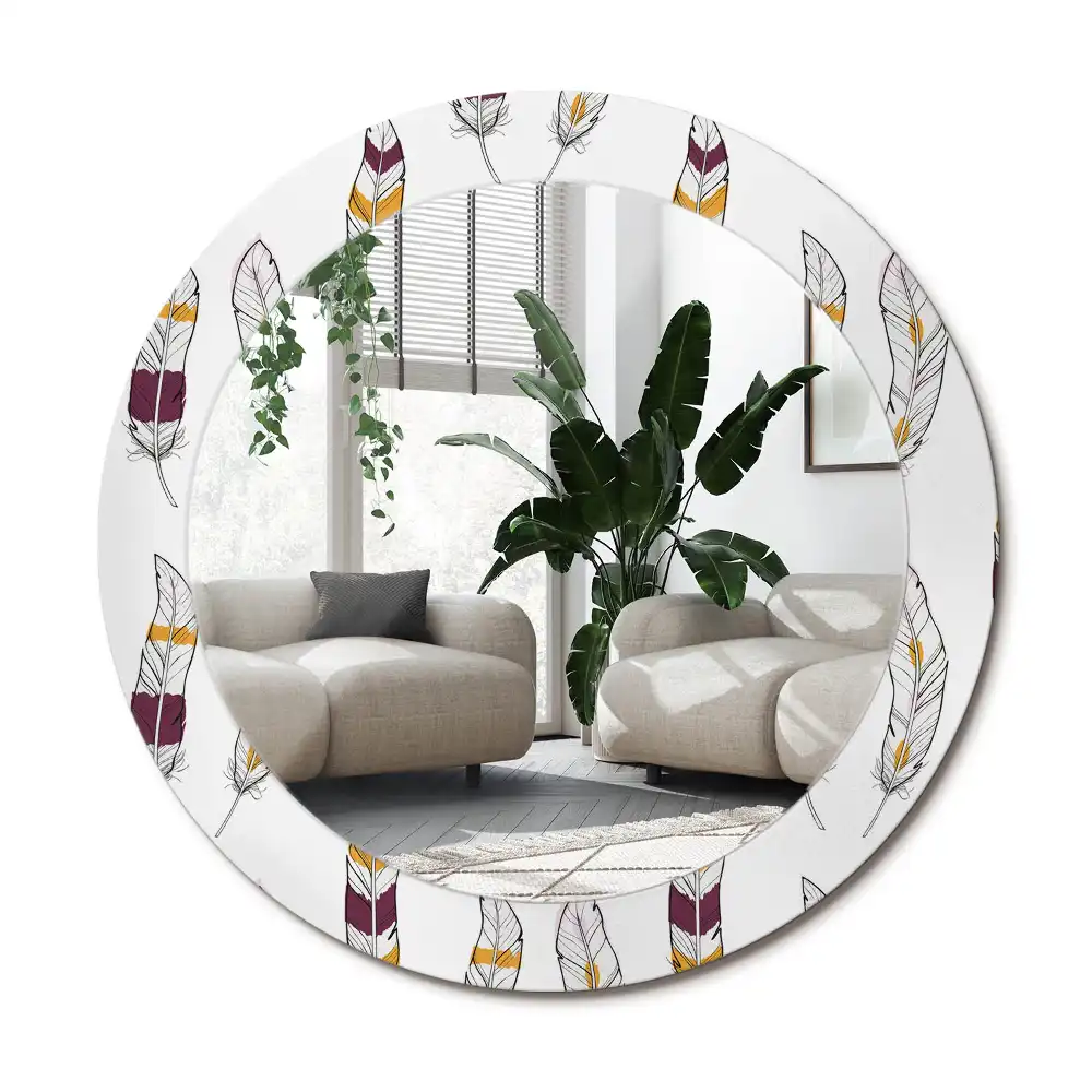 Specchio circolare decoro Piume