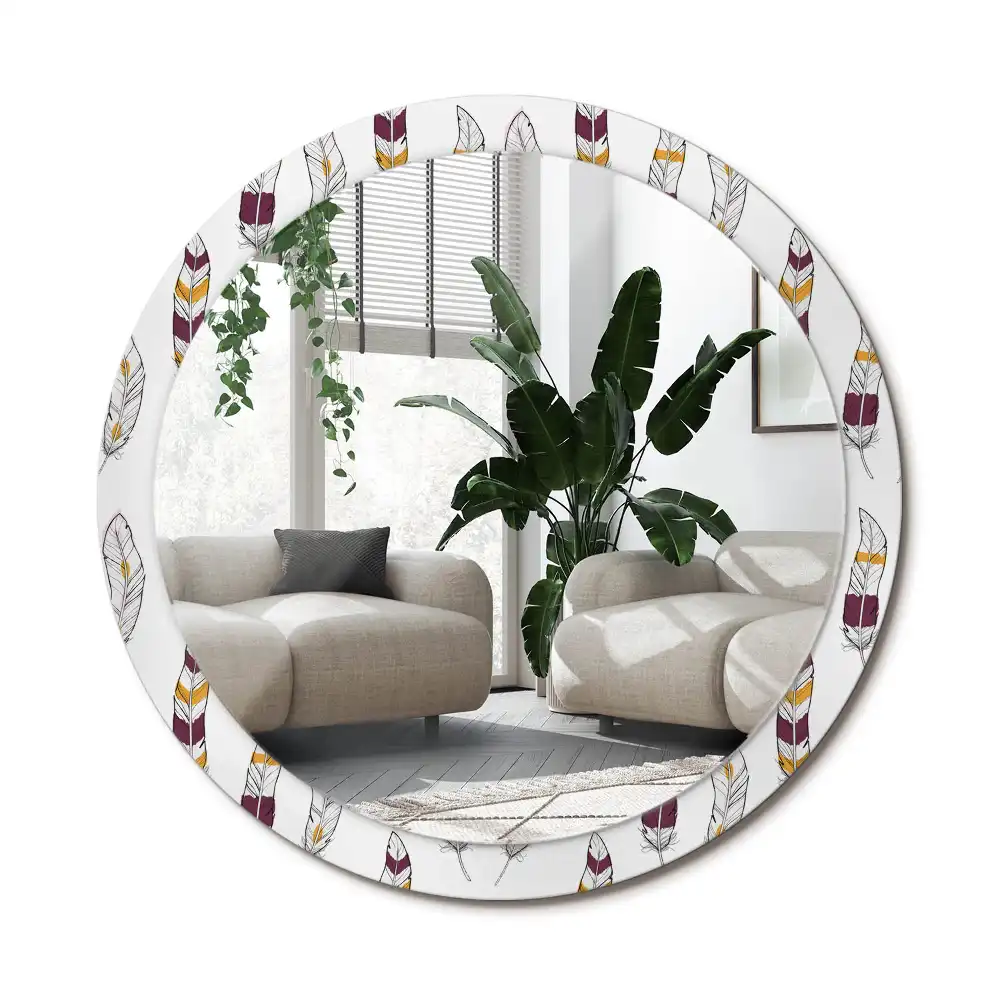 Specchio circolare decoro Piume