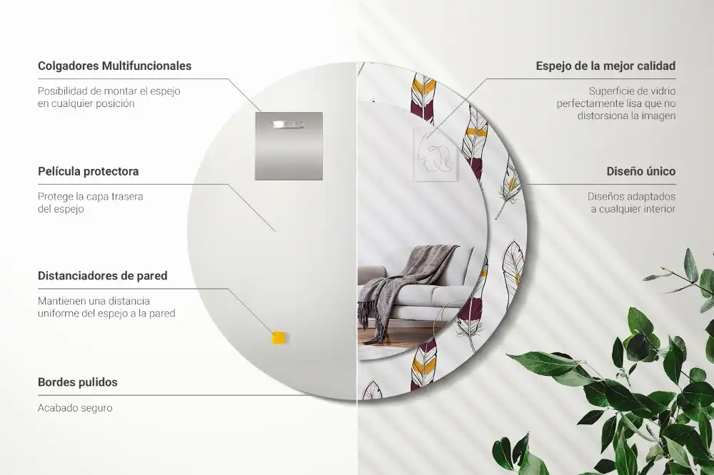 Specchio circolare decoro Piume