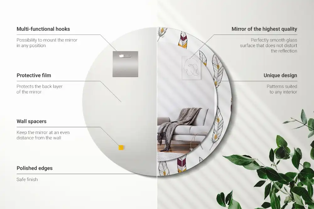 Specchio circolare decoro Piume