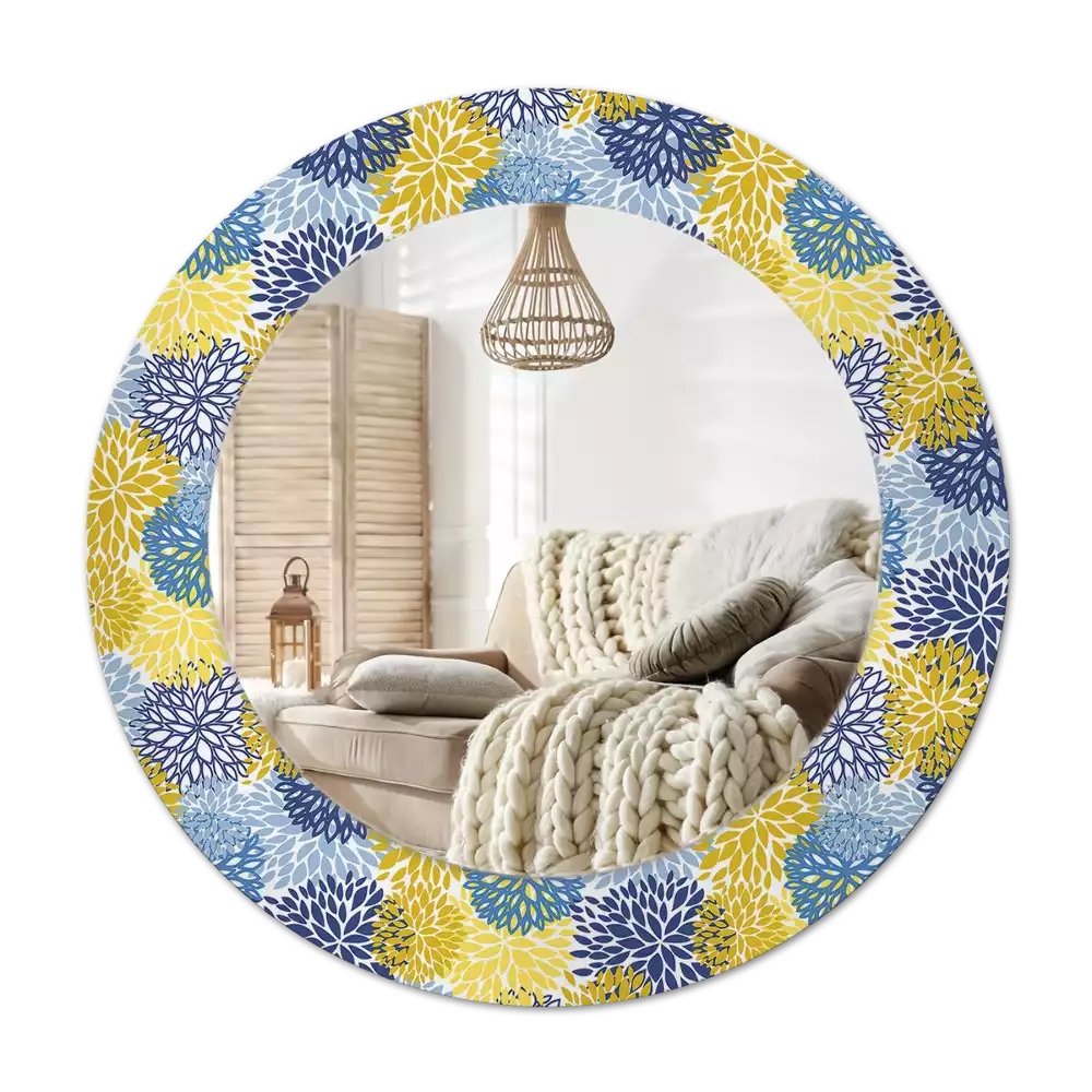Specchio circolare decoro Fiori blu