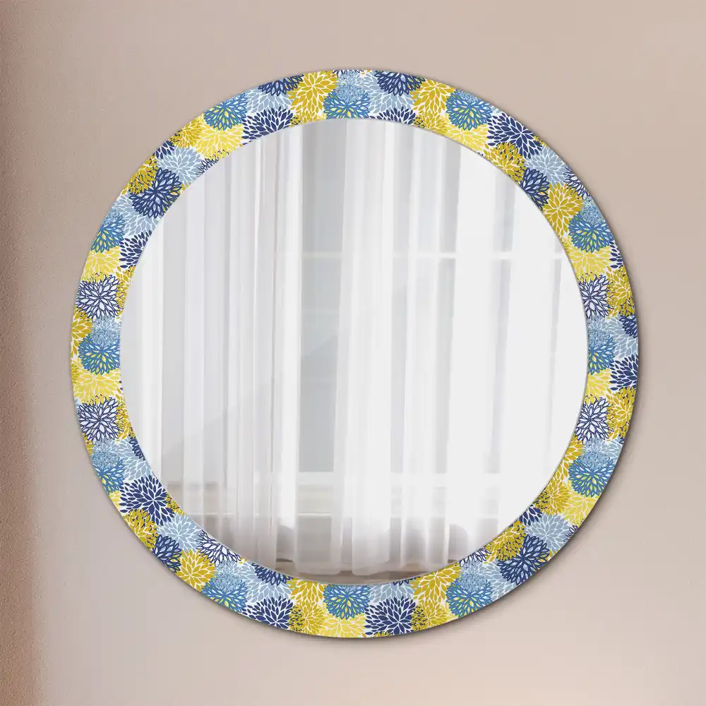 Specchio circolare decoro Fiori blu