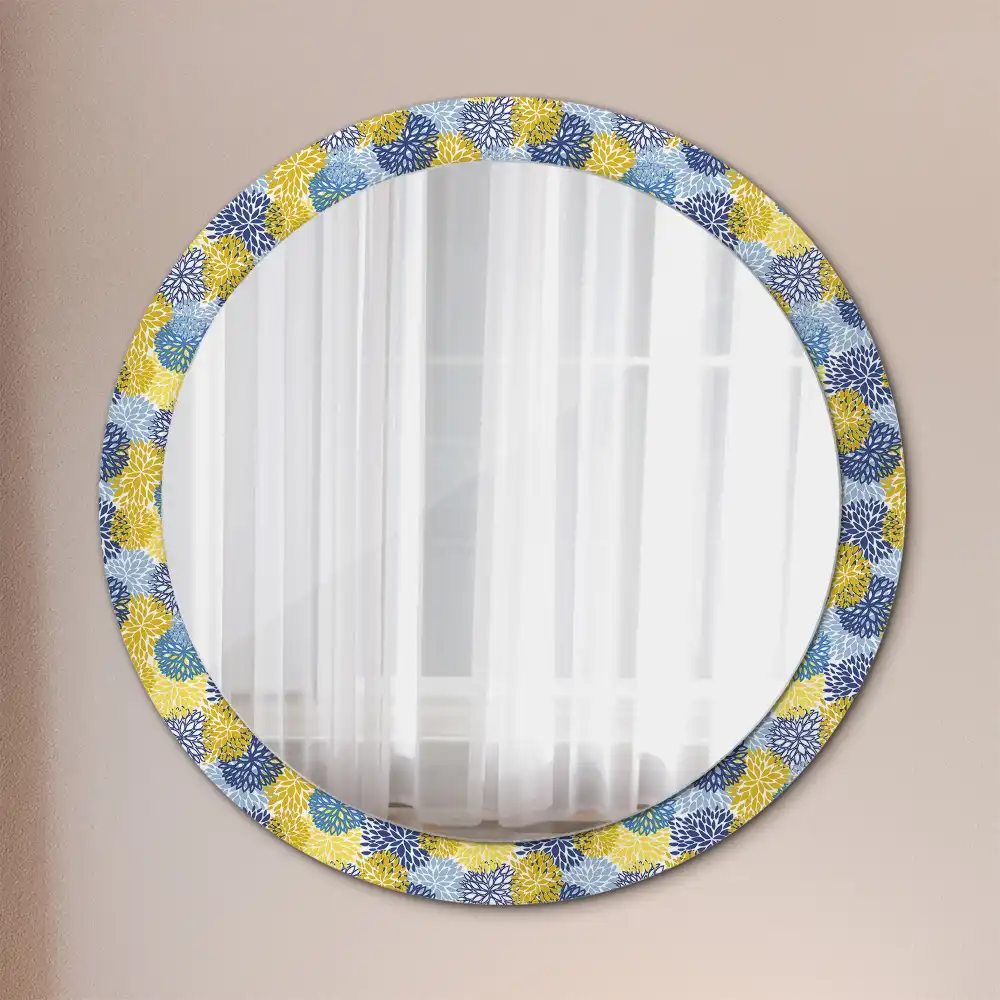 Specchio circolare decoro Fiori blu