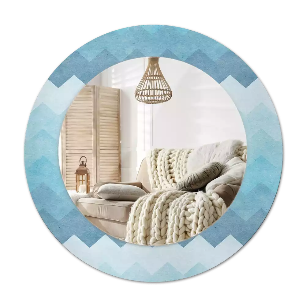 Specchio circolare decoro Chevron blu