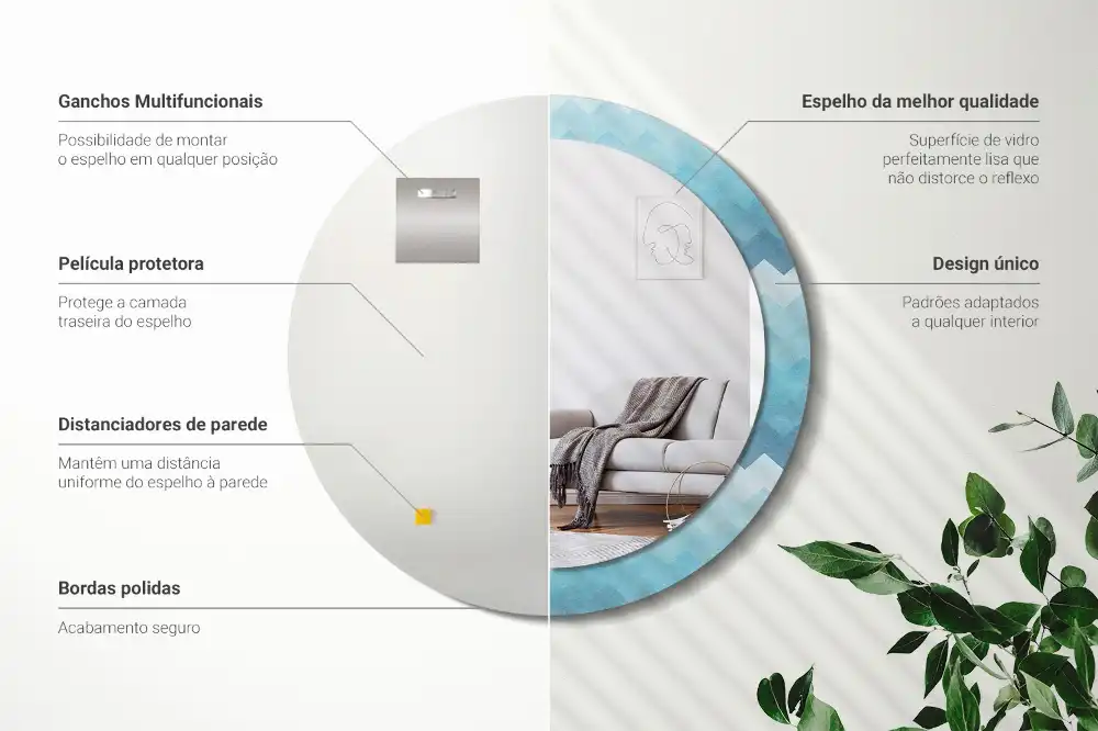 Specchio circolare decoro Chevron blu