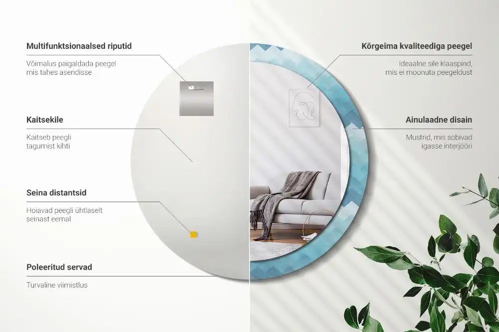 Specchio circolare decoro Chevron blu