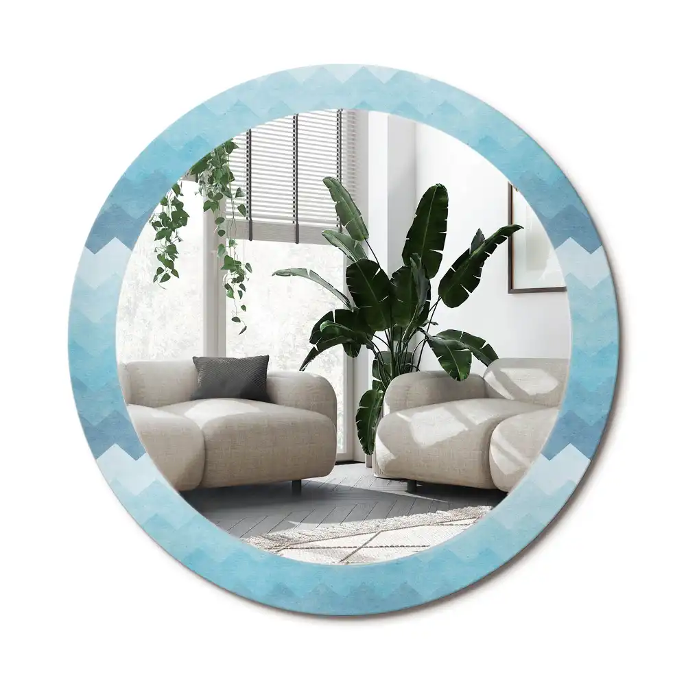 Specchio circolare decoro Chevron blu