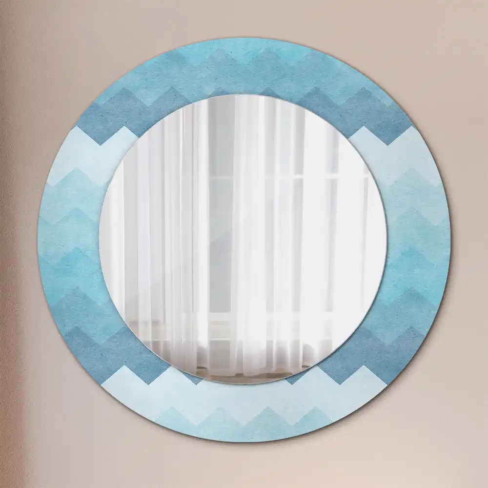 Specchio circolare decoro Chevron blu