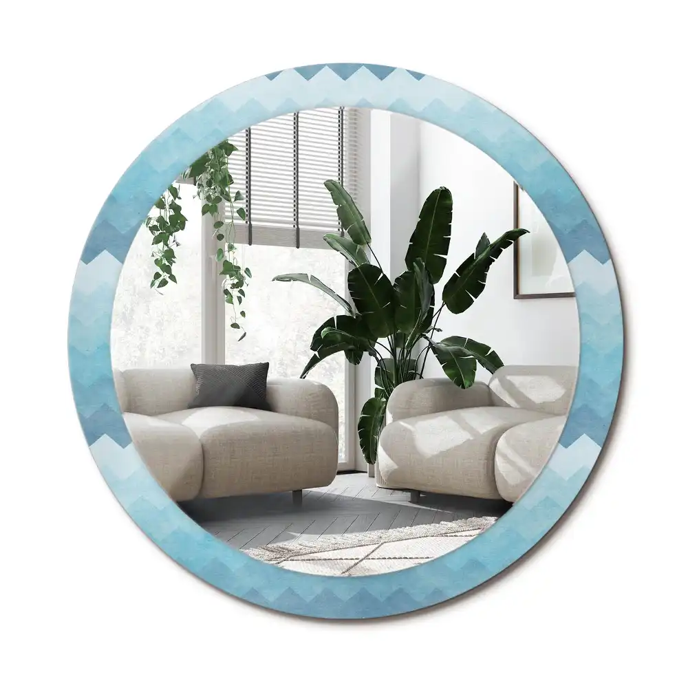 Specchio circolare decoro Chevron blu