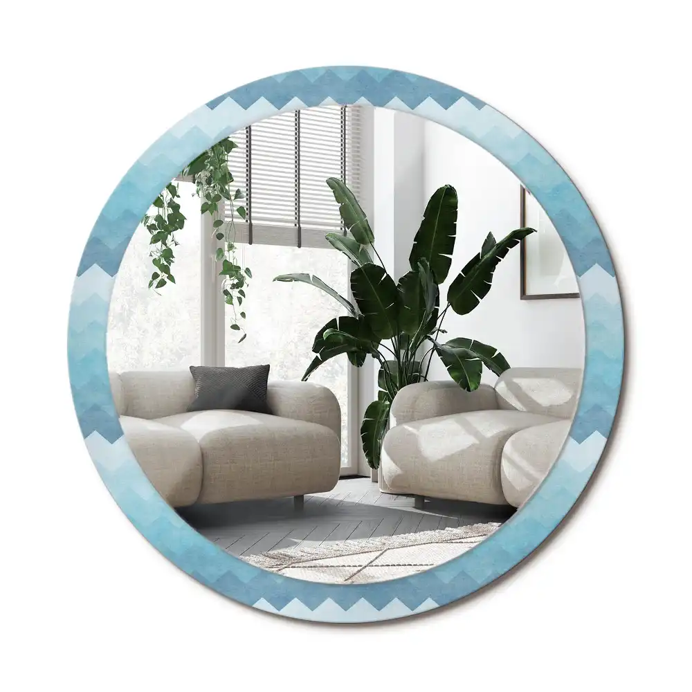 Specchio circolare decoro Chevron blu