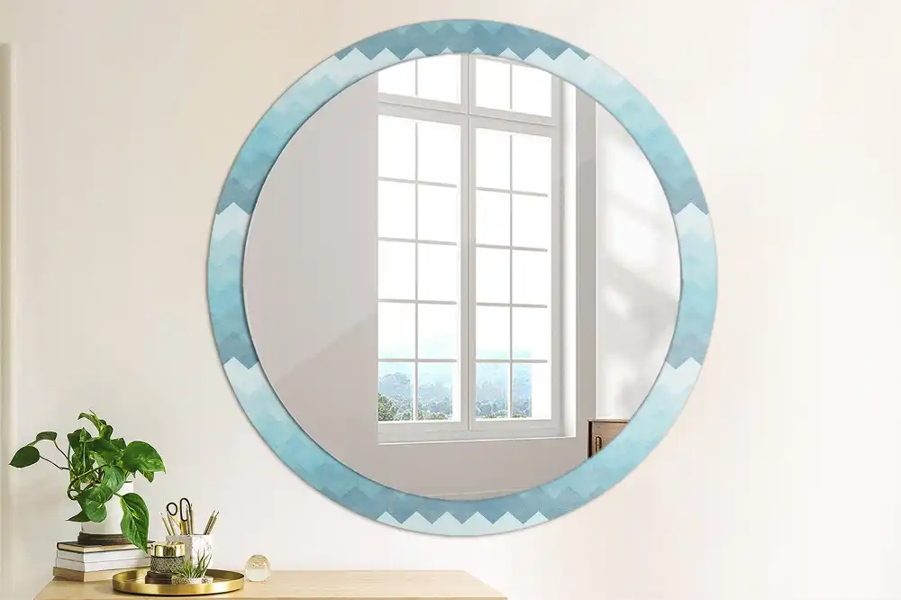 Specchio circolare decoro Chevron blu