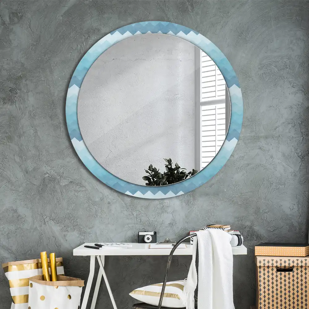 Specchio circolare decoro Chevron blu