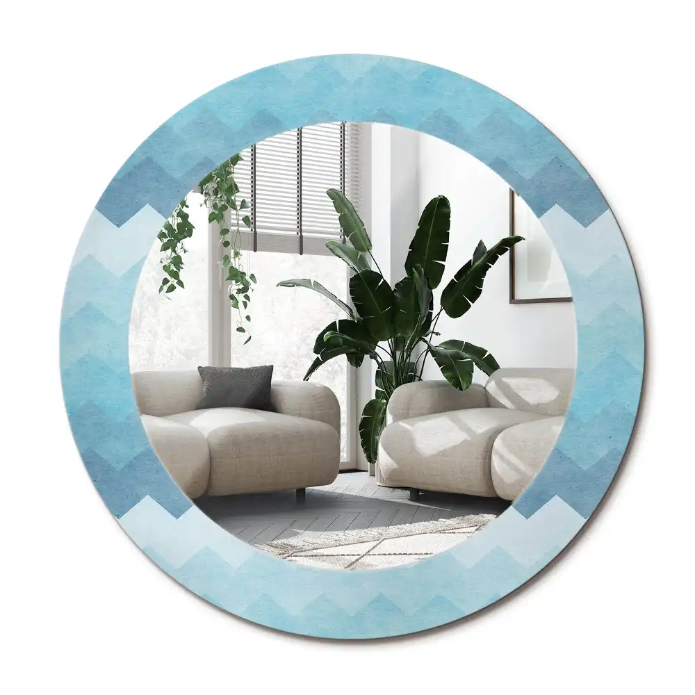 Specchio circolare decoro Chevron blu