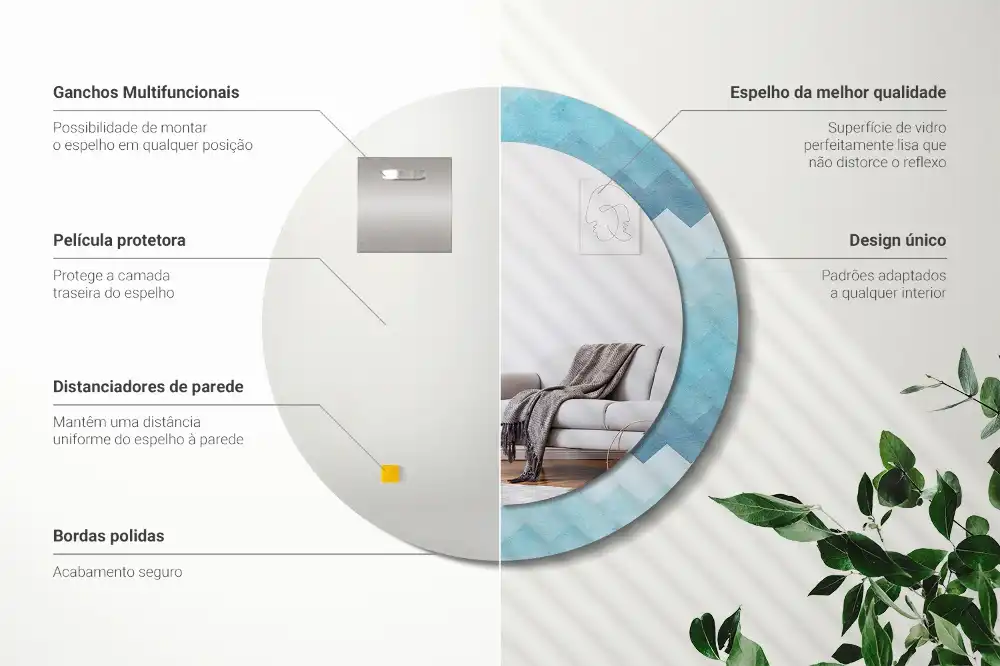 Specchio circolare decoro Chevron blu