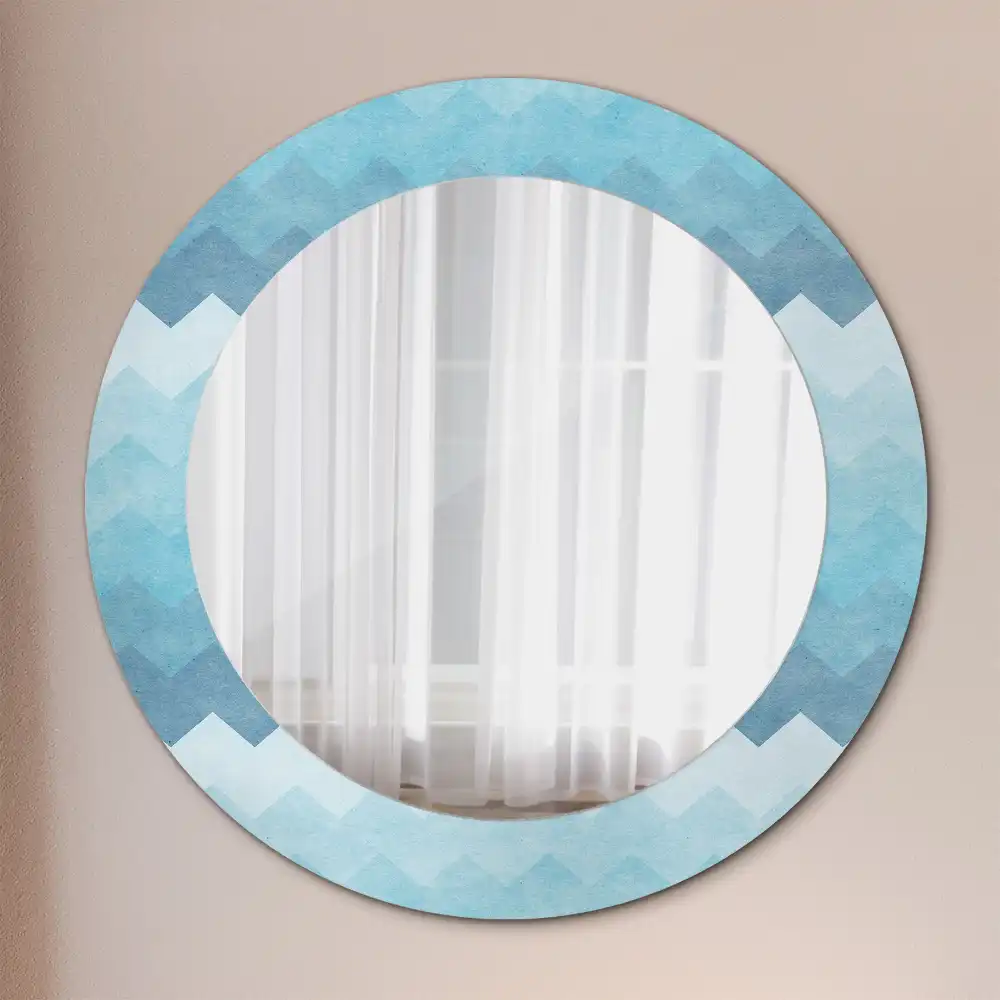 Specchio circolare decoro Chevron blu