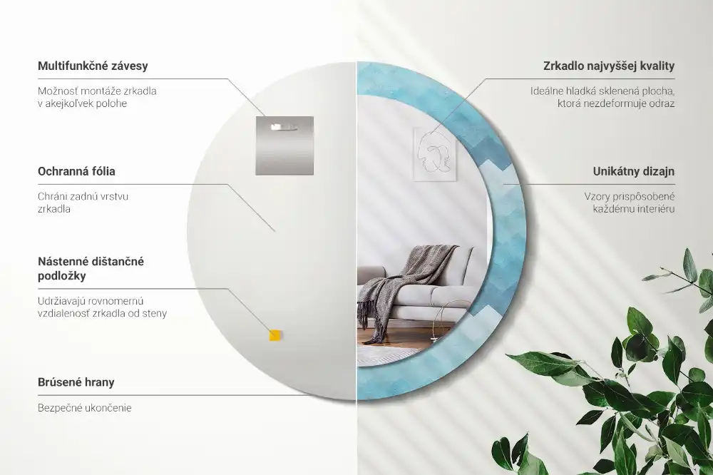 Specchio circolare decoro Chevron blu