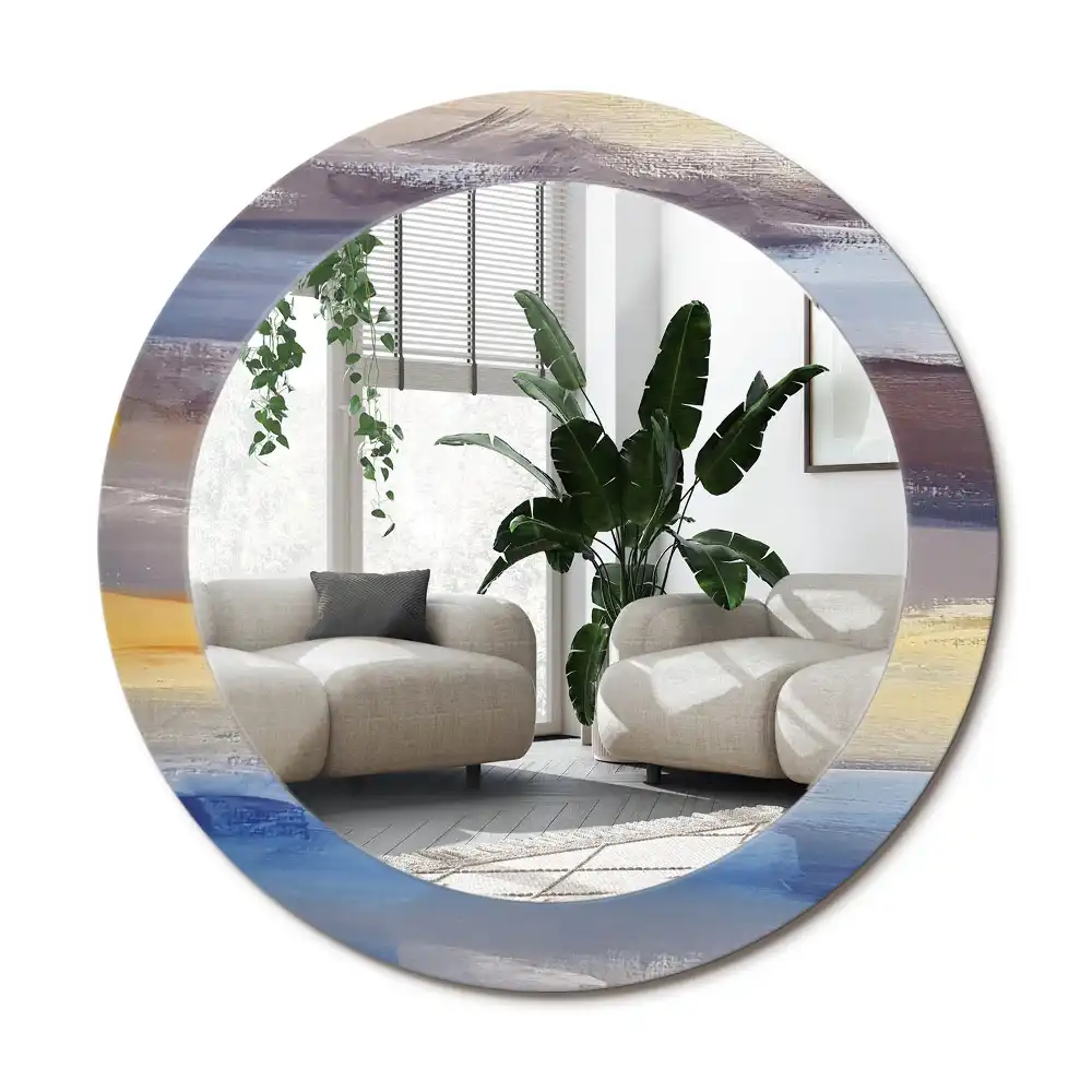 Specchio rotondo con cornice stampata Pittura astratta