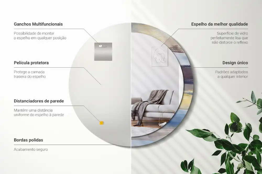 Specchio rotondo con cornice stampata Pittura astratta