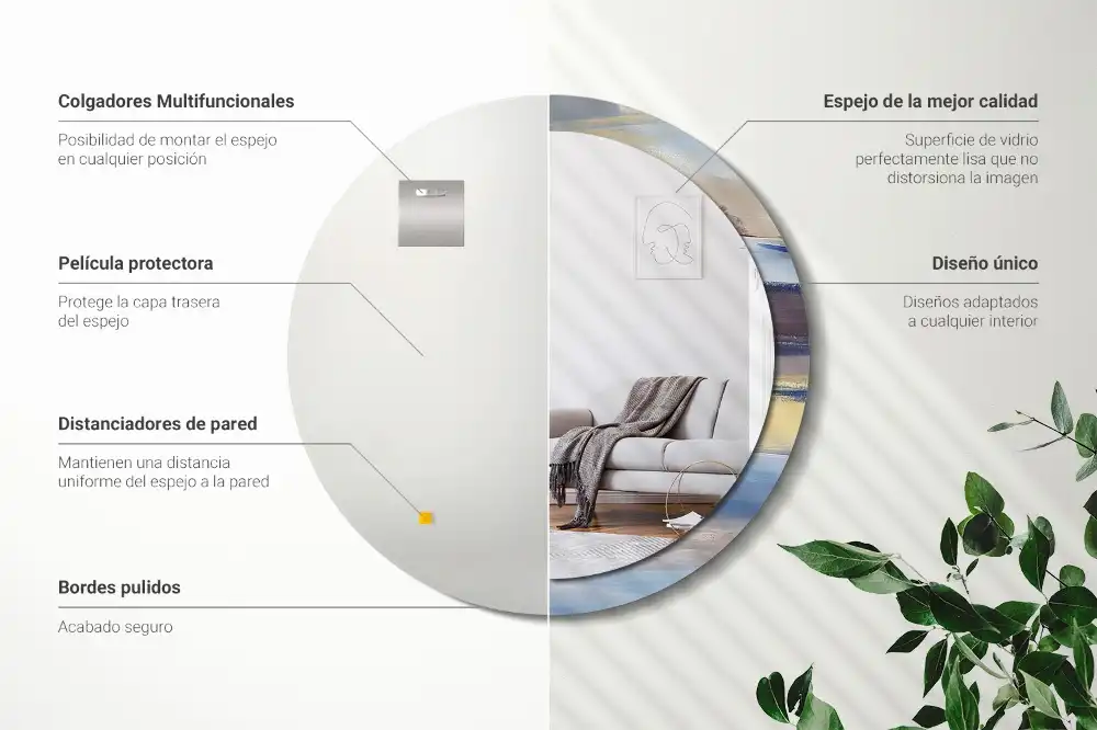 Specchio rotondo con cornice stampata Pittura astratta