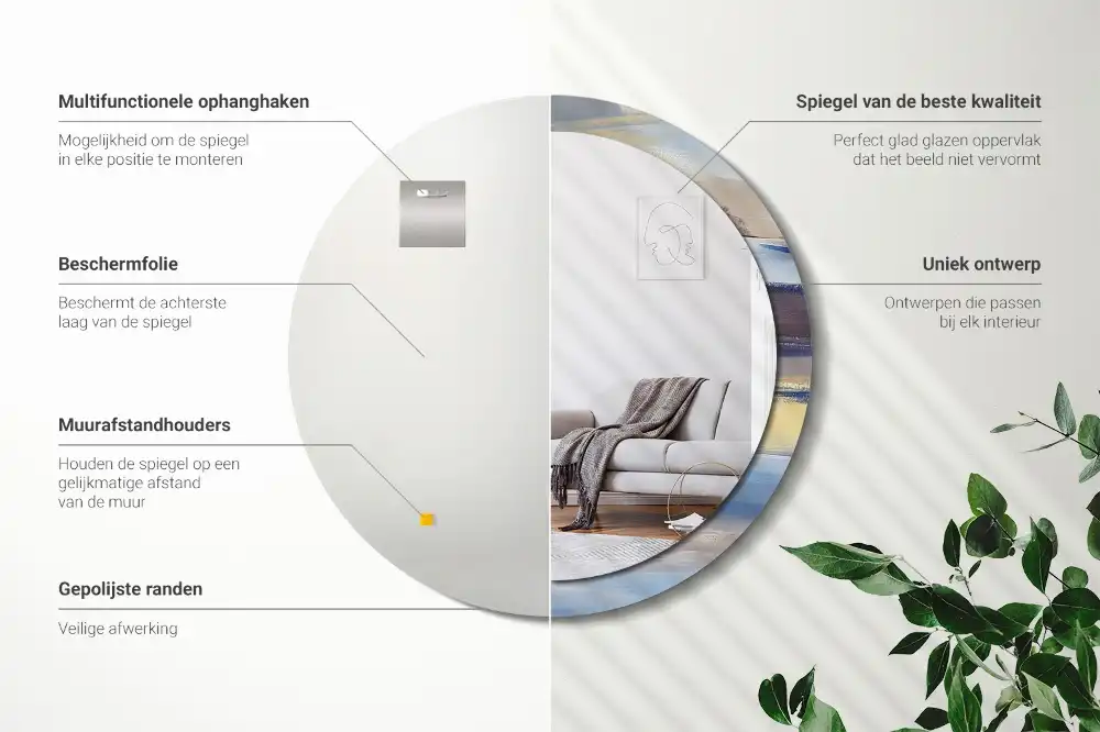 Specchio rotondo con cornice stampata Pittura astratta