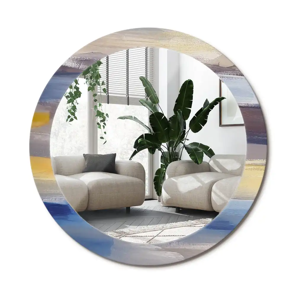Specchio rotondo con cornice stampata Pittura astratta