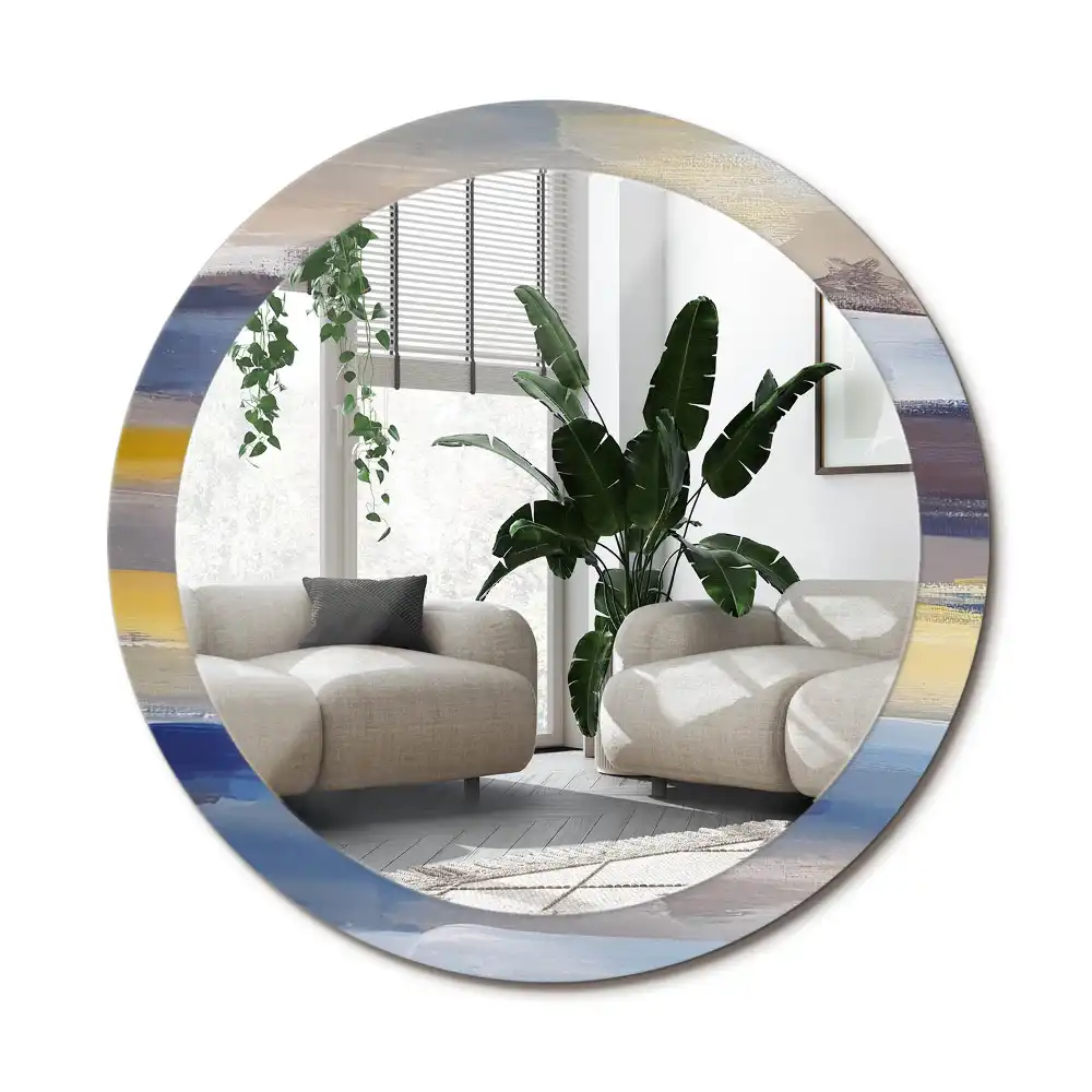 Specchio rotondo con cornice stampata Pittura astratta