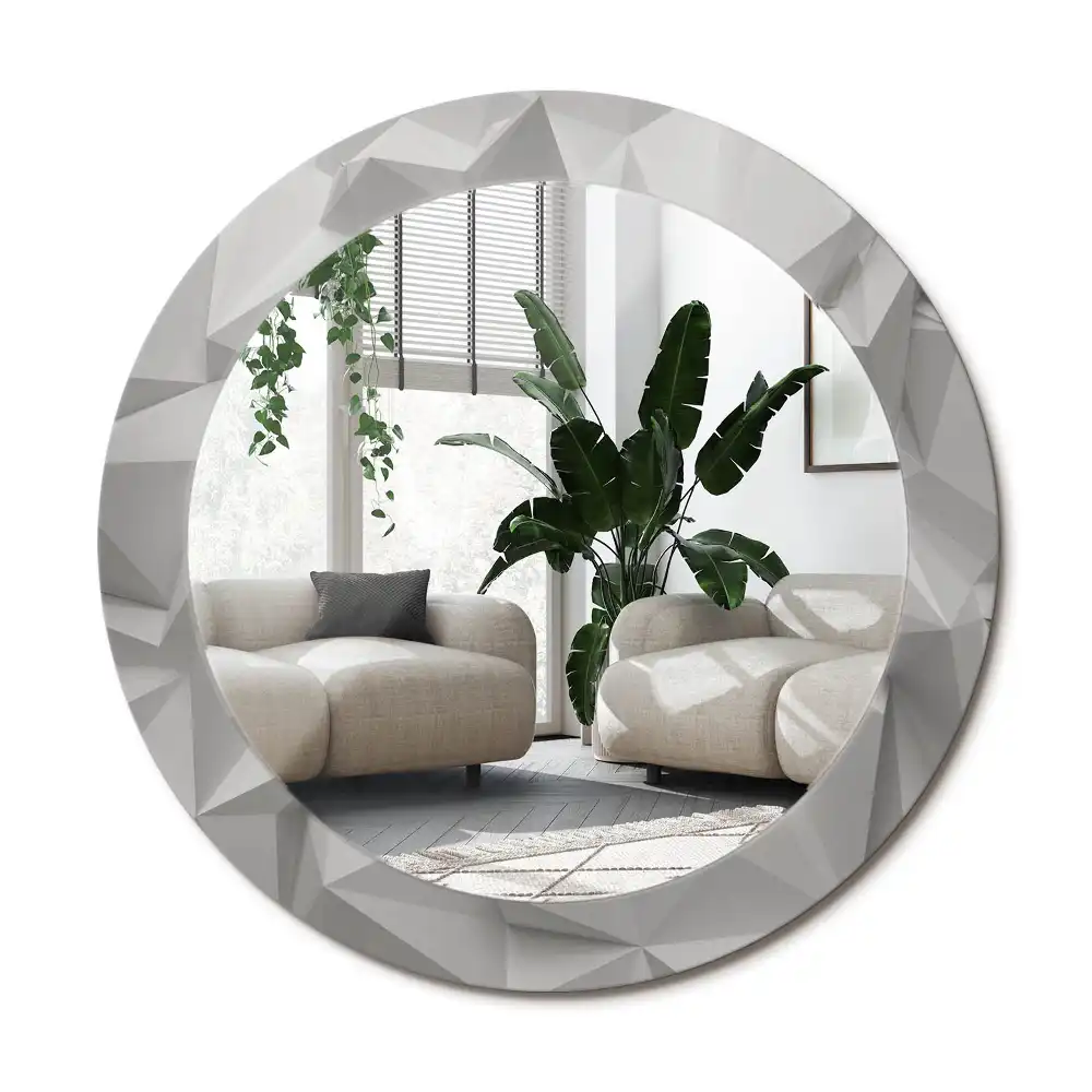 Specchio circolare stampato Cristallo bianco astratto