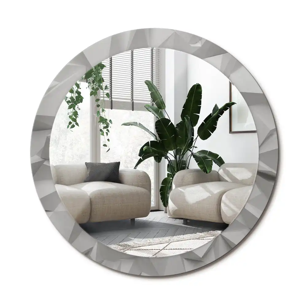 Specchio circolare stampato Cristallo bianco astratto