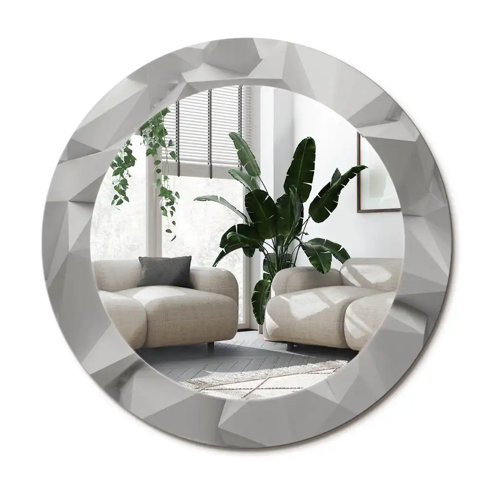 Specchio circolare stampato Cristallo bianco astratto