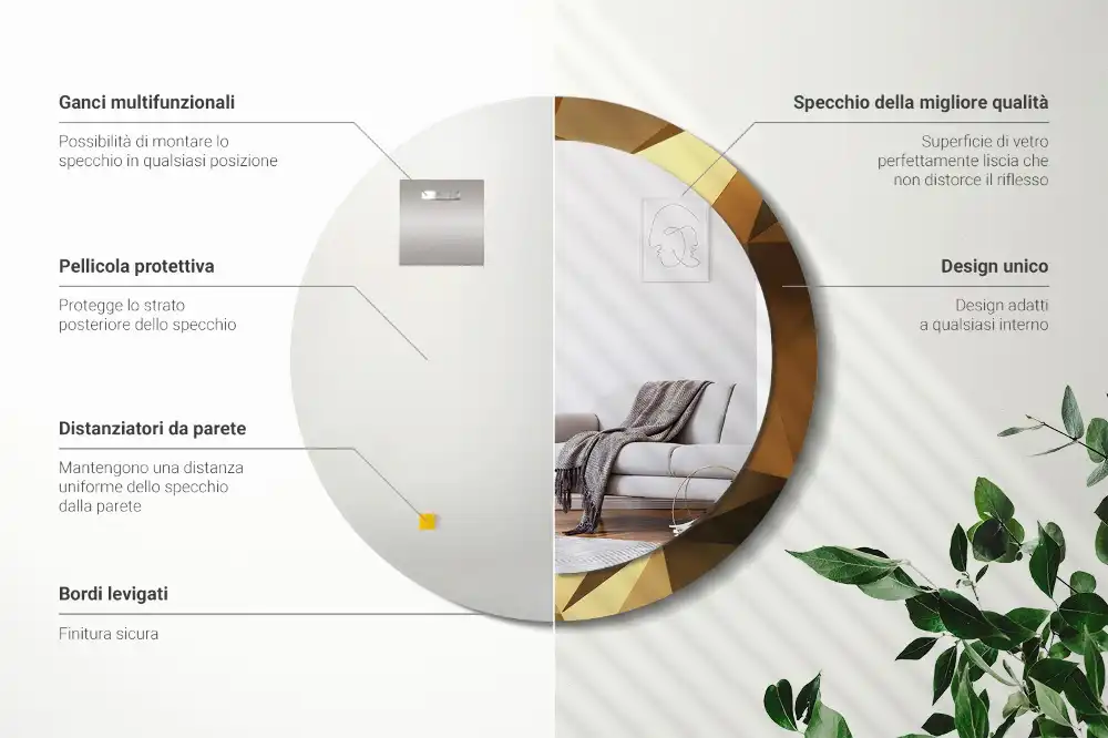 Specchio circolare decoro Motivo geometrico