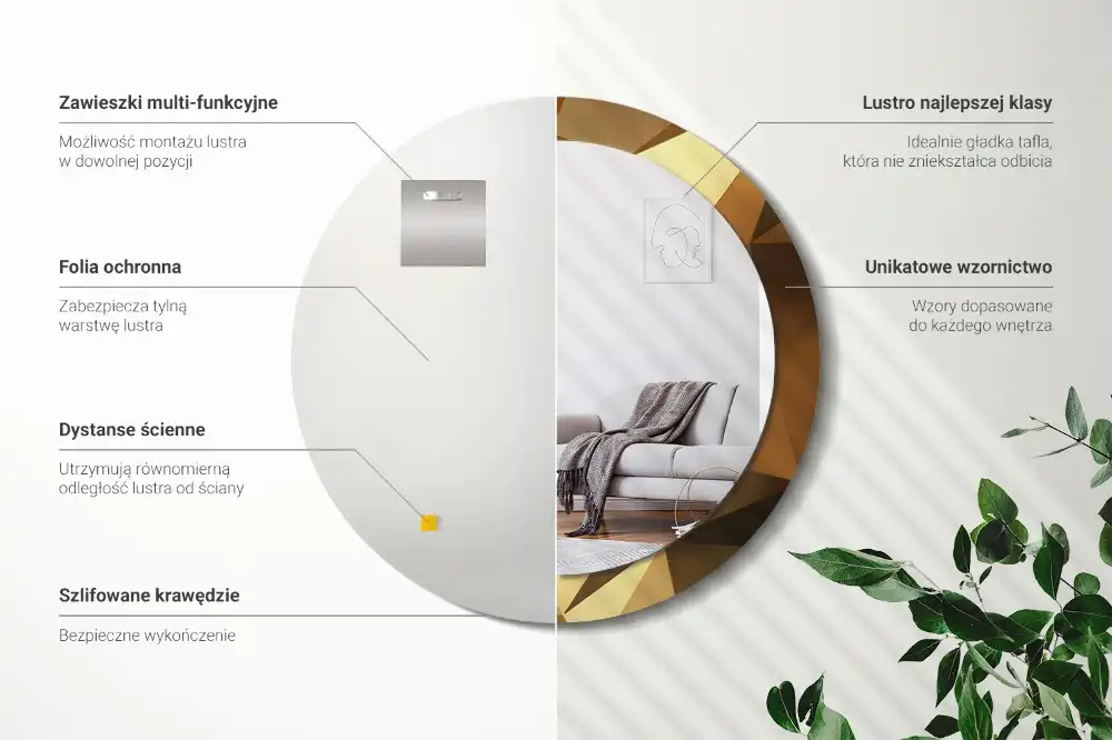 Specchio circolare decoro Motivo geometrico