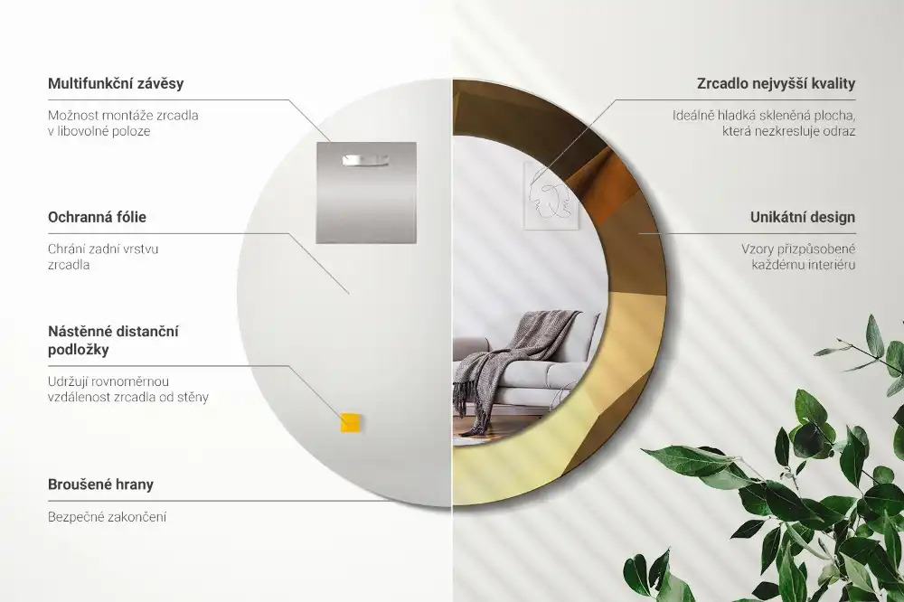 Specchio circolare decoro Motivo geometrico