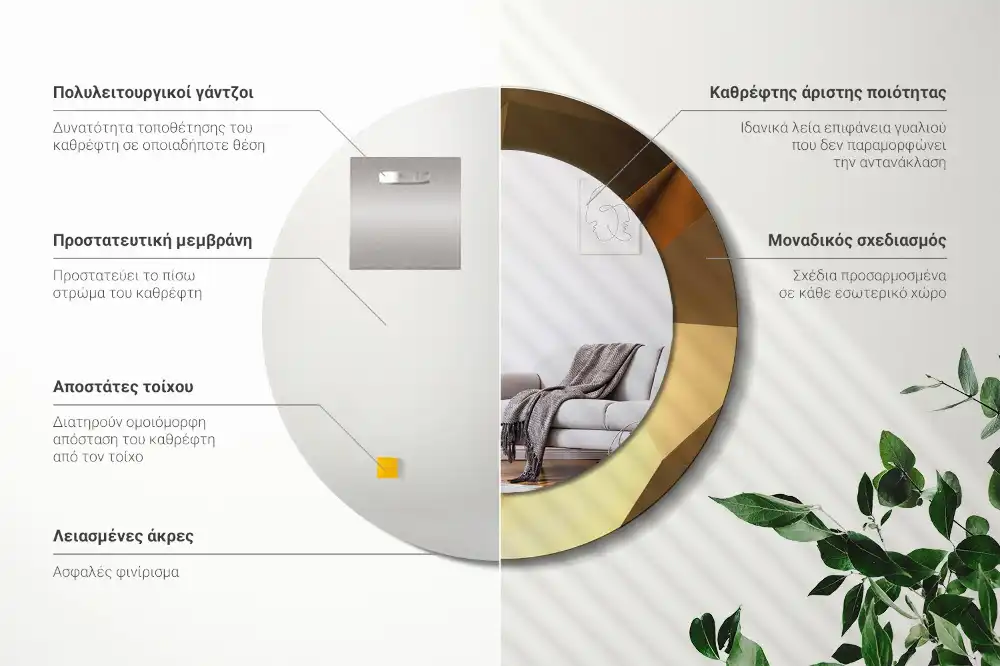 Specchio circolare decoro Motivo geometrico