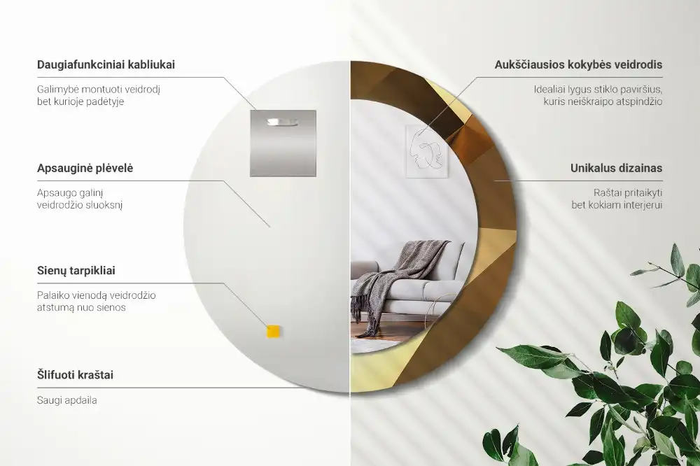 Specchio circolare decoro Motivo geometrico