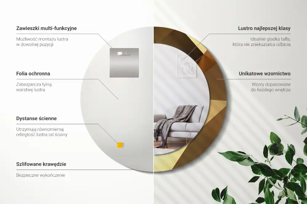 Specchio circolare decoro Motivo geometrico