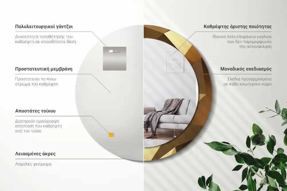 Specchio circolare decoro Motivo geometrico