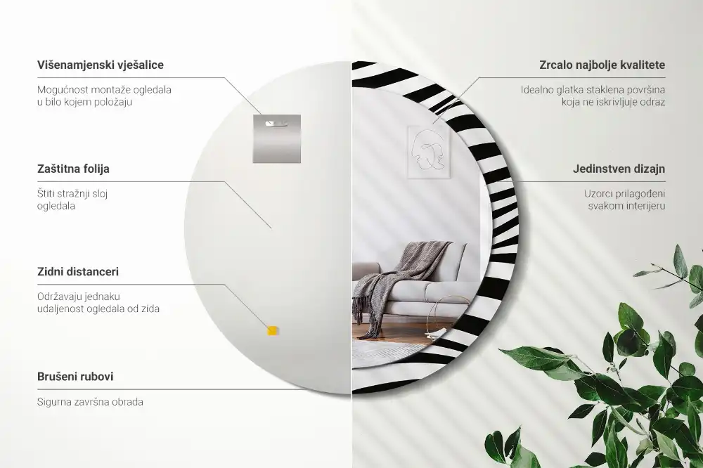 Specchio circolare stampato Onda astratta