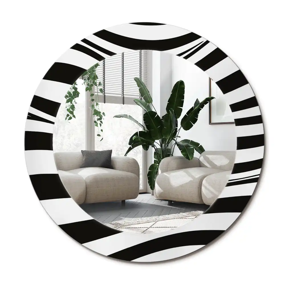 Specchio circolare stampato Onda astratta