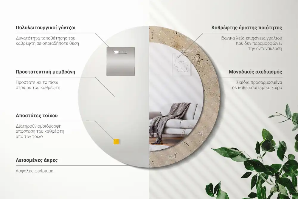 Specchio circolare decoro Imitazione di pietra