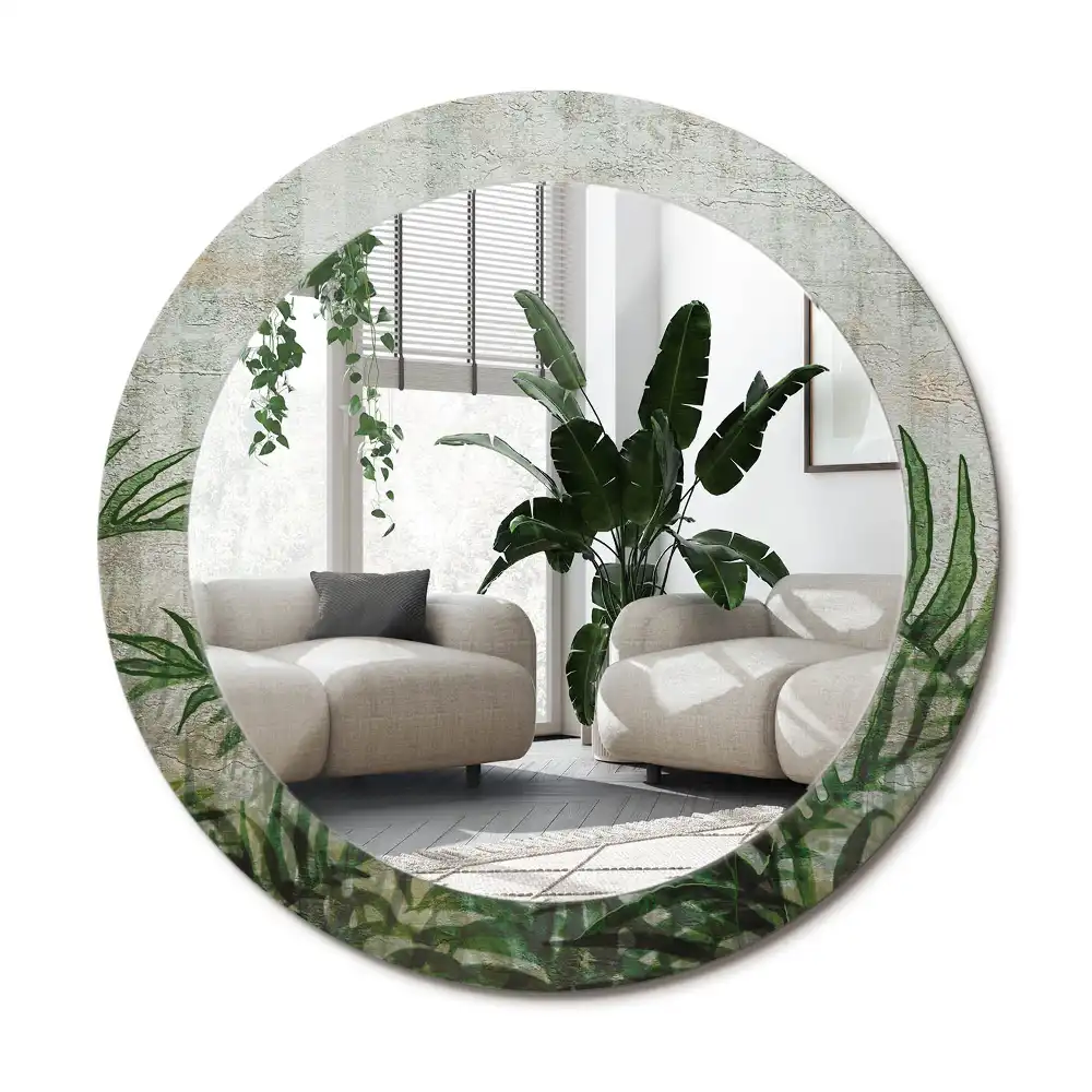 Specchio circolare decoro Foglie di felce
