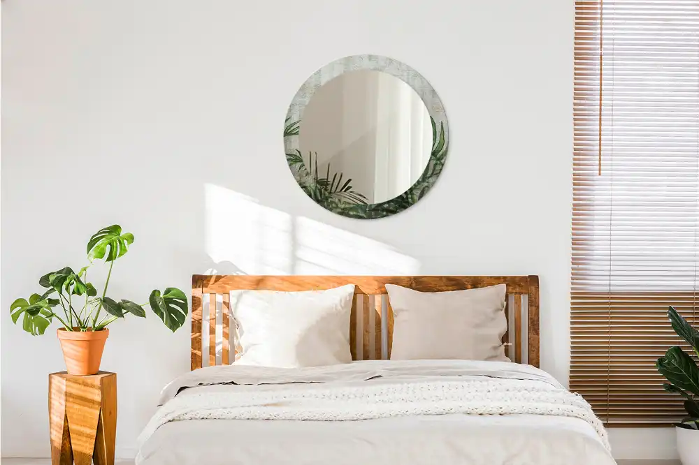 Specchio circolare decoro Foglie di felce