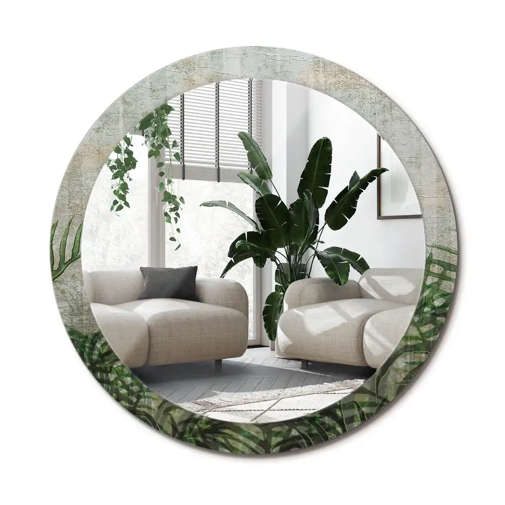 Specchio circolare decoro Foglie di felce