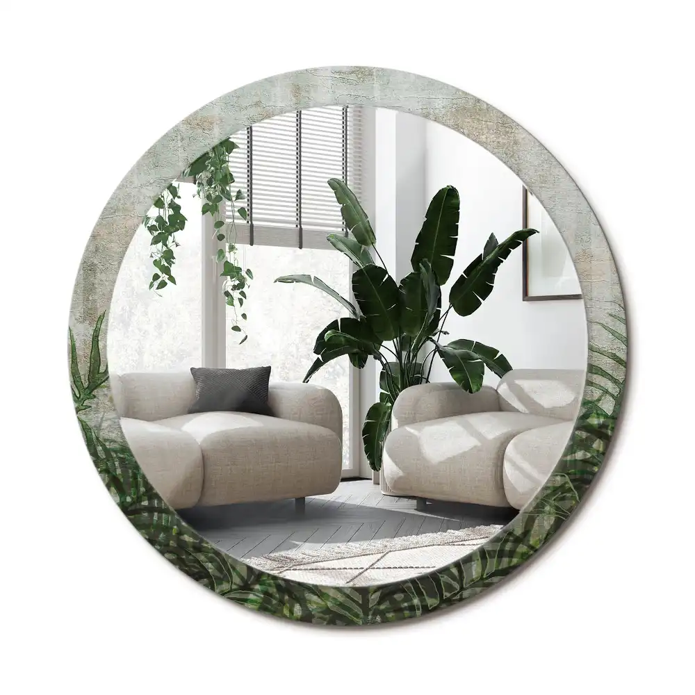 Specchio circolare decoro Foglie di felce