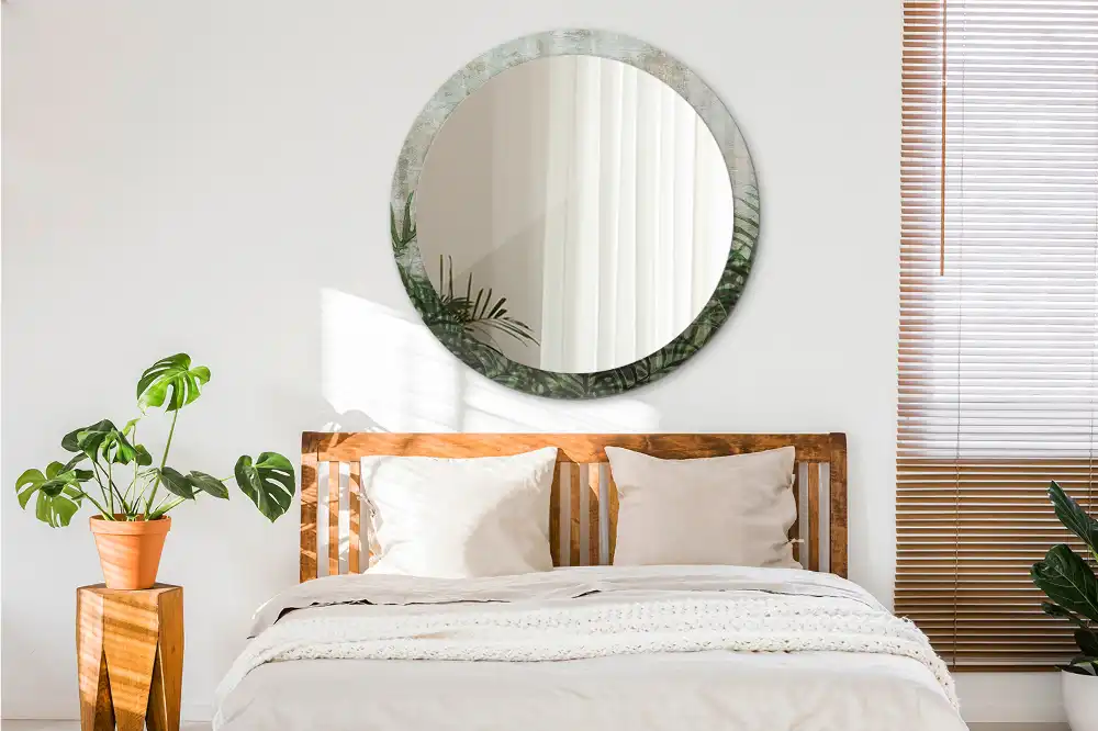 Specchio circolare decoro Foglie di felce