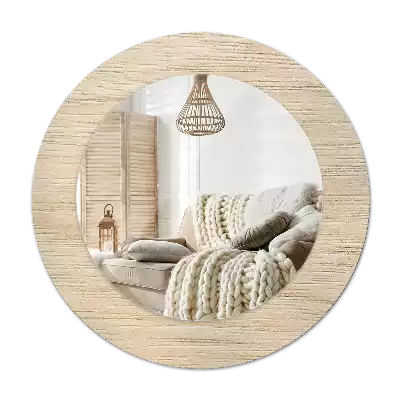 Specchio circolare decoro Legno chiaro